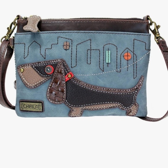 Chala Handbags - Chala Wiener,Mini Crossbody Bag for Dog Lovers,Convertible Straps, Dachshund Mom